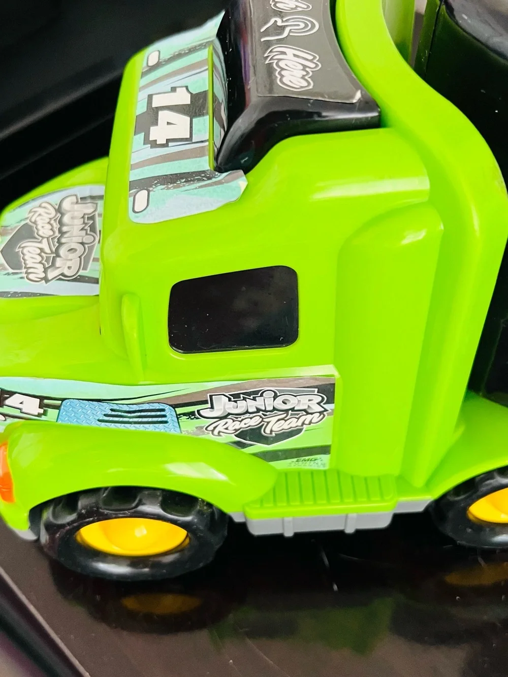 Green Race Team car carries Toy Truck Kids  With 2 Racing Car Set - Toy Vehicle